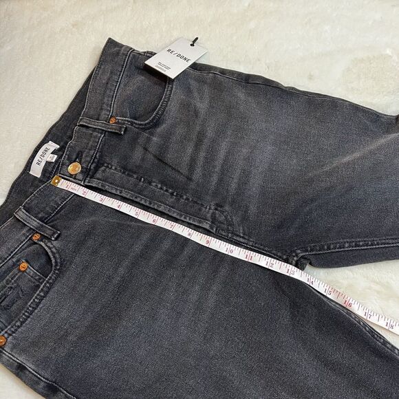 Re/Done 70s Stove Pipe High Rise Jeans Black Ankle Raw Hem NWT Sz 32 / 14 - Picture 14 of 16